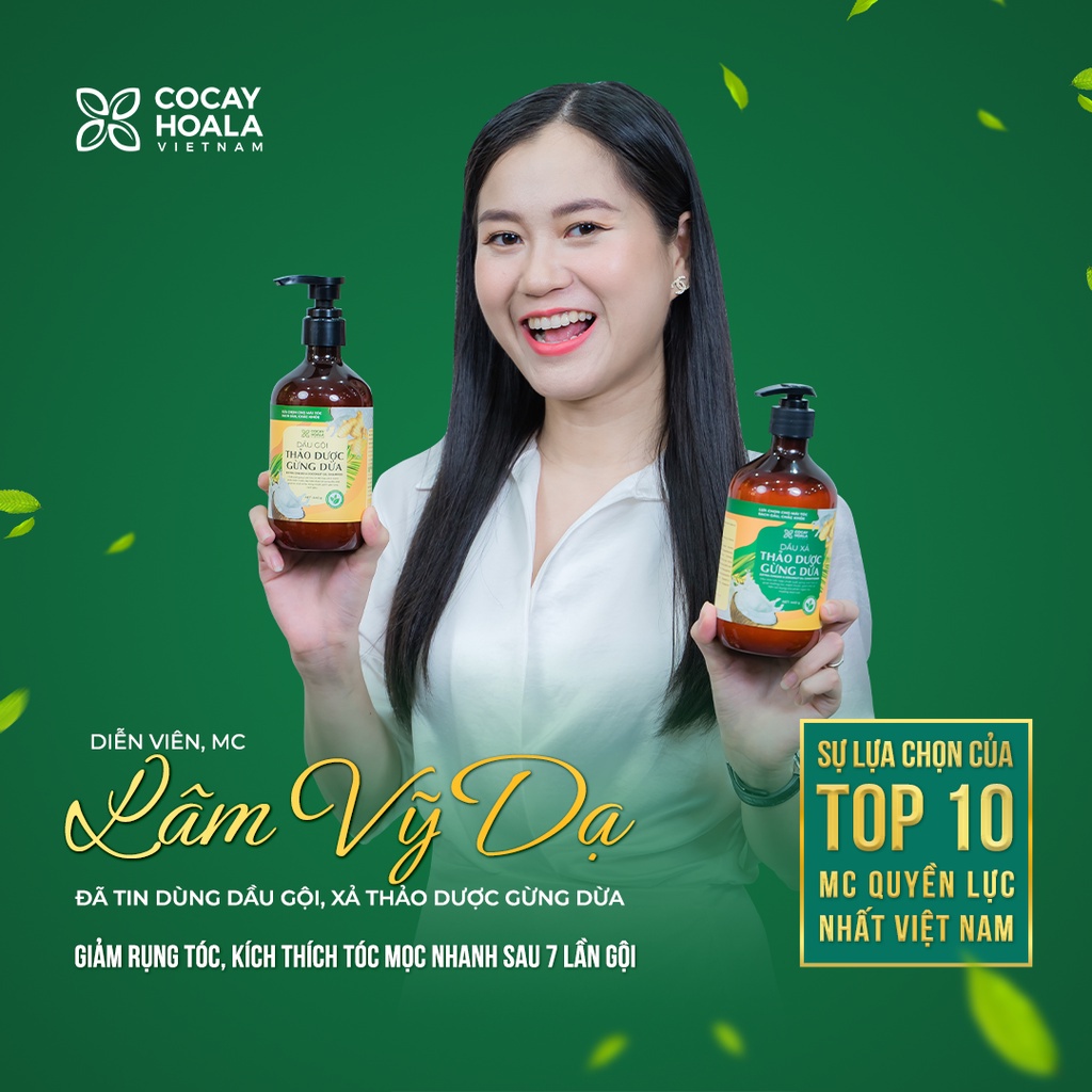 Dầu gội hữu cơ gừng dừa Cocayhoala thảo dược cỏ cây hoa lá kích thích mọc tóc đánh bay gàu giảm ngứa