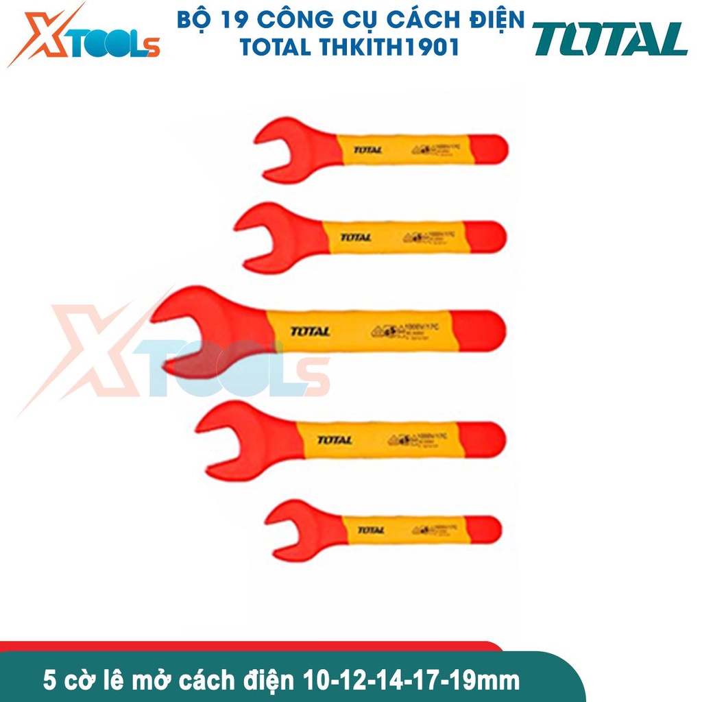 Bộ 19 công cụ cách điện TOTAL THKITH1901 cách điện 1000V, chứng nhận VDE/GS nhiều dụng cụ tiện ích [CHÍNH HÃNG][XTOOLS]
