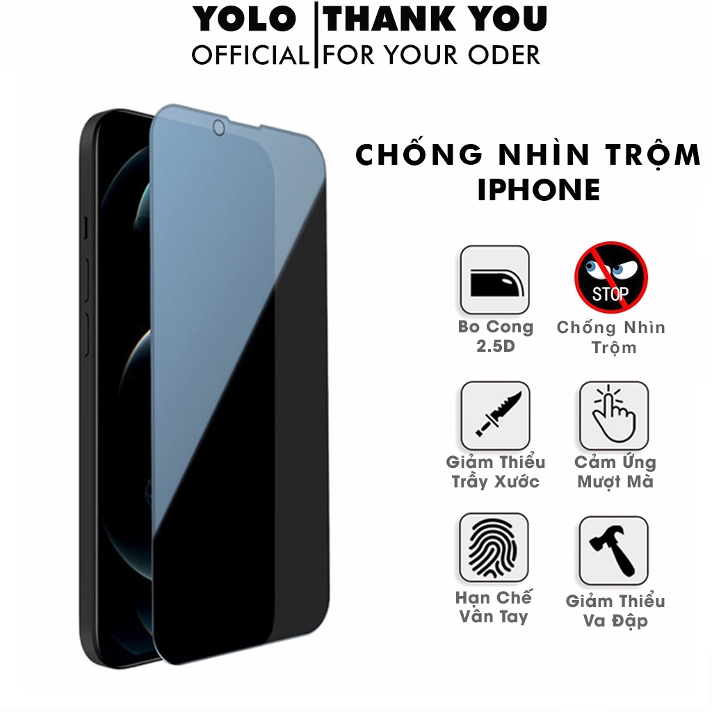 Cường lực chống nhìn trộm iphone 11 pro max 13 pro max 7 8 Plus X Xs Xr Xs max 11 14 Promax 12 12 Promax Full Màn