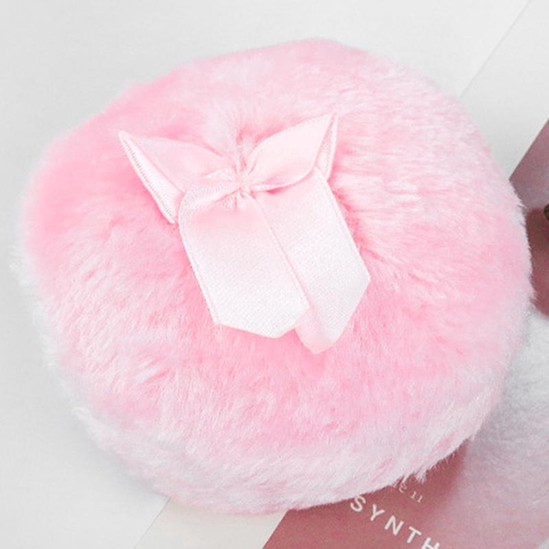 [Hàng mới về] Bông trang điểm thiết kế phối nơ và tay cầm mềm mại