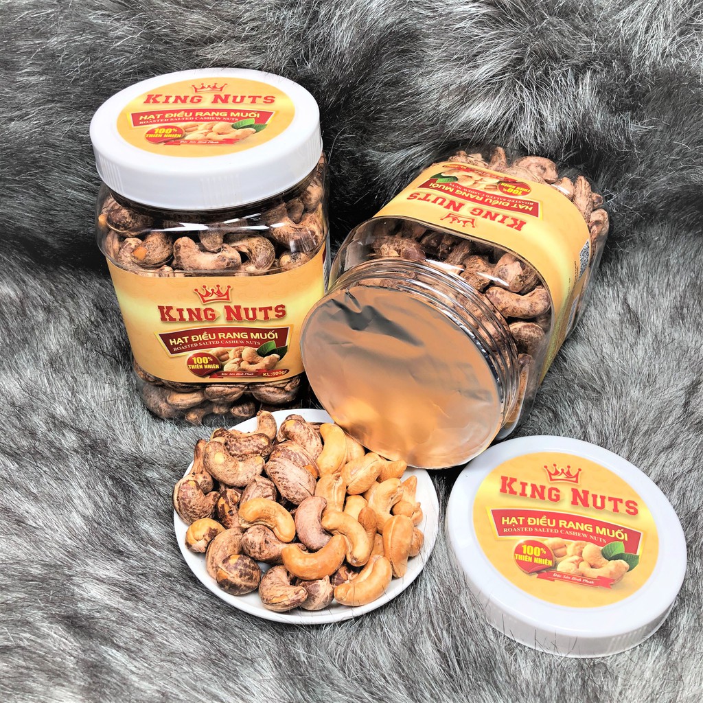 500Gr Hạt Điều Rang Muối Nguyên Hạt Loại B Size Nhỏ KingNuts Hộp Trắng