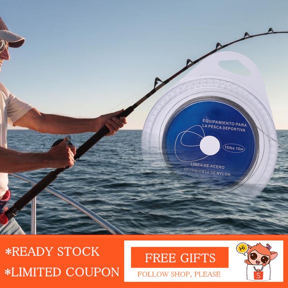 5 Types 10m 7 Strands Braided Leader Sea Fishing Steel Wire Covered with Plastic