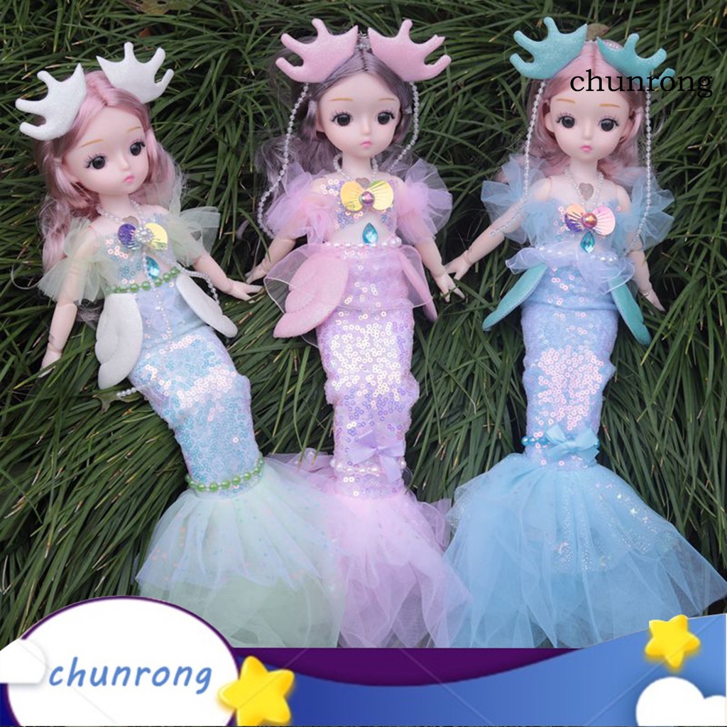 Cr-bjd Búp Bê Tiên Cá Khớp Nối Có Khớp Động 30cm Với Đầm Nàng Tiên Cá Xinh Xắn Lộng Lẫy Thích Hợp Làm Phụ Kiện Trang Trí