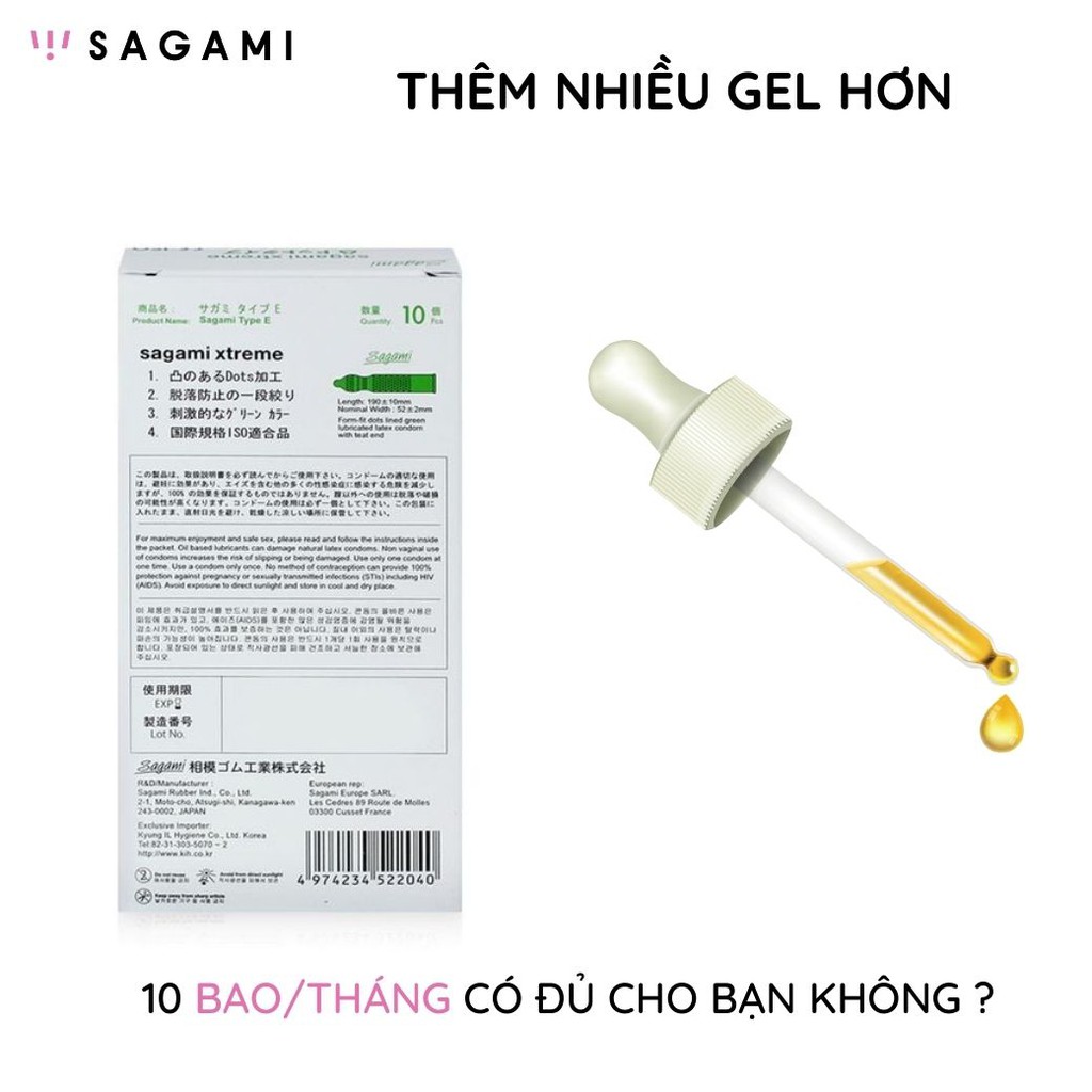 Bao cao su Sagami XTREME White box gân GAI Hộp 10 chiếc 1 lần thắt chống tuột kéo dài thời gian tăng cảm giác