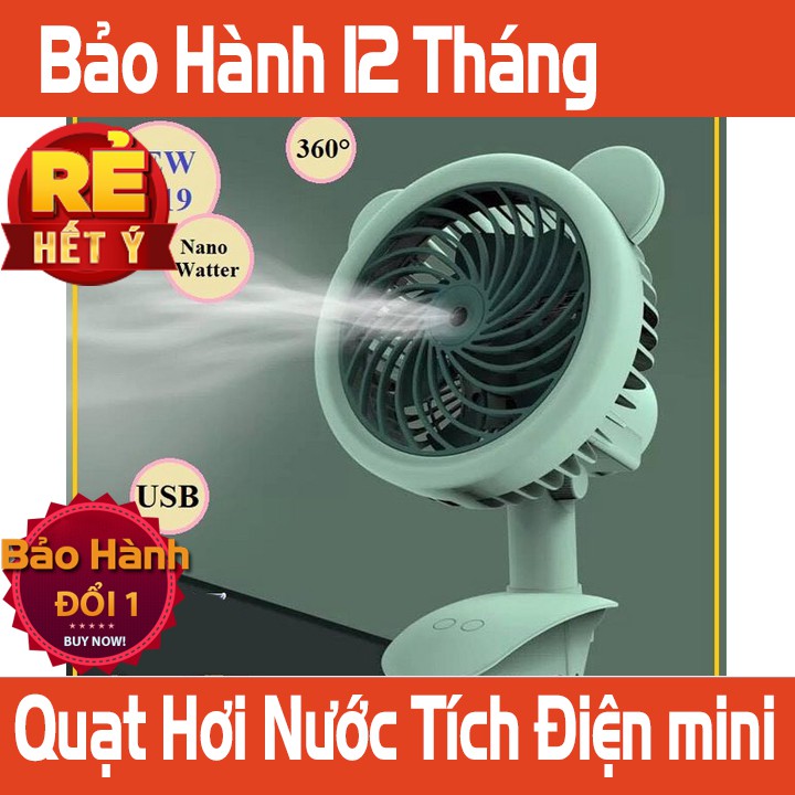 Quạt Phun Sương Mini Tích Điện [Bảo Hành 12 Tháng]