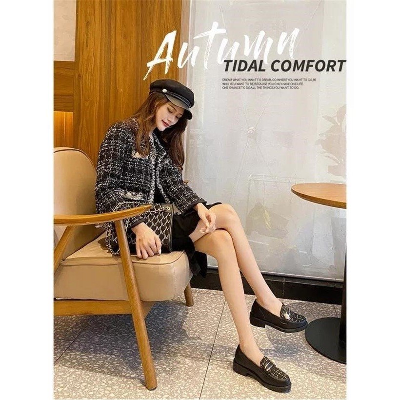 Giày Da Nữ Đế Thấp 3 Phân Phong Cách Nhật Bản Da Lộn JK J&K