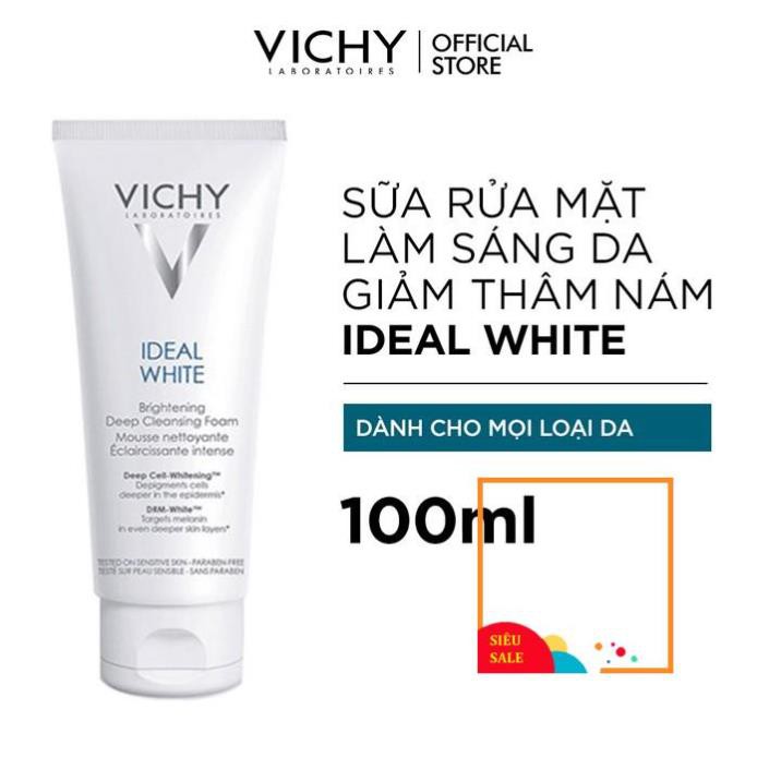 Sữa rửa mặt tạo bọt dưỡng trắng da Vichy Ideal White Brightening Deep Cleansing Foam 100ml