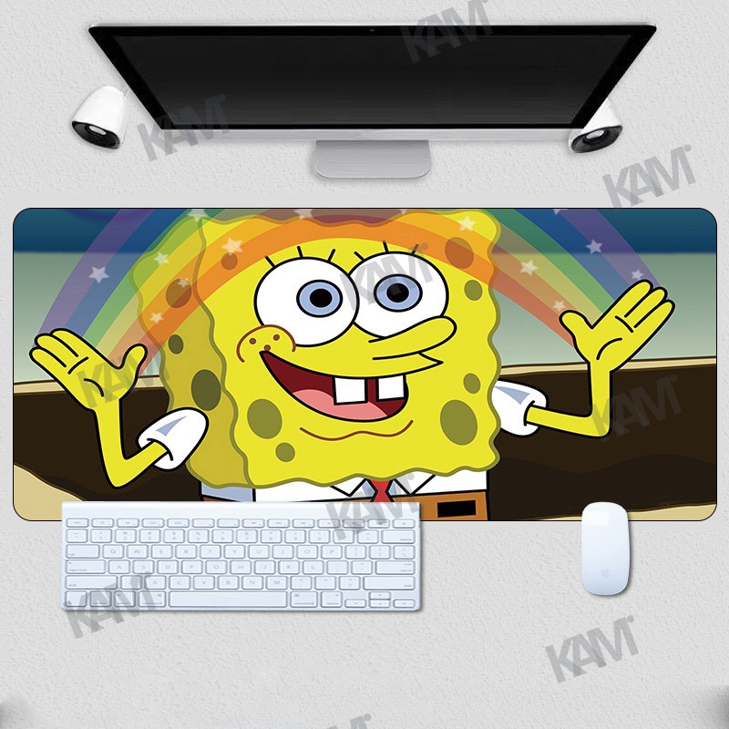 Tấm Lót Chuột Và Bàn Phím Cỡ Lớn 800mmx300mm Hình SpongeBob Chống Thấm Nước