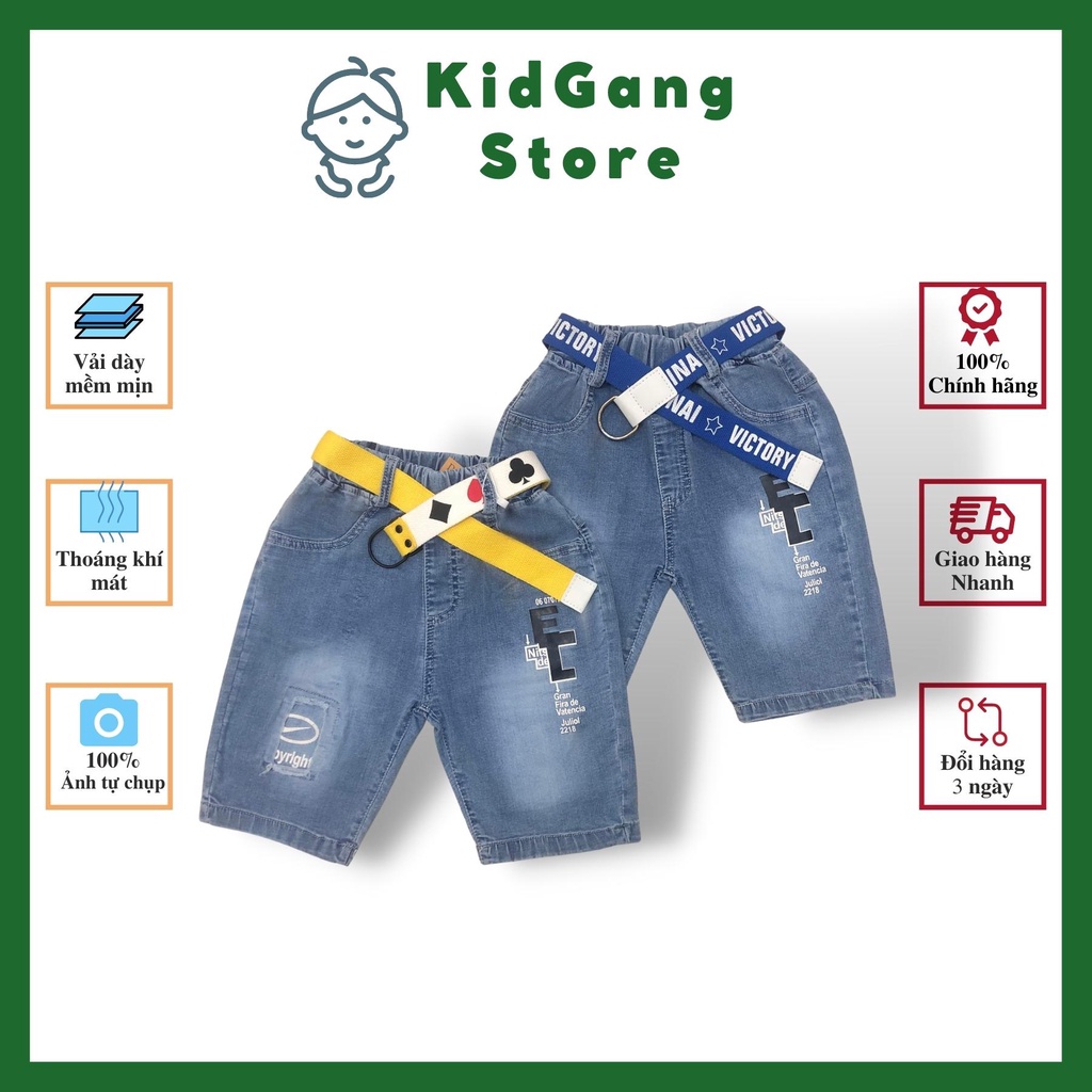 Quần jean bé trai KIDGANG mẫu quần short bé trai xước rách size 12-24kg