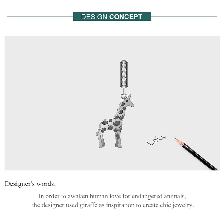 Charm tráng men Bamoer hình hươu cao cổ dùng làm vòng tay BSC258