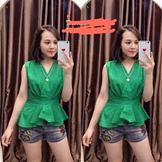 Áo peplum thời trang sát nách vải đũi lụa siêu mềm mát