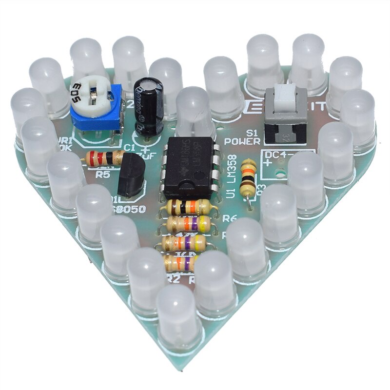 Bộ Đèn LED Thở Hình Trái Tim DC 4 V-6 V Màu Đỏ Trắng Xanh Lá DIY