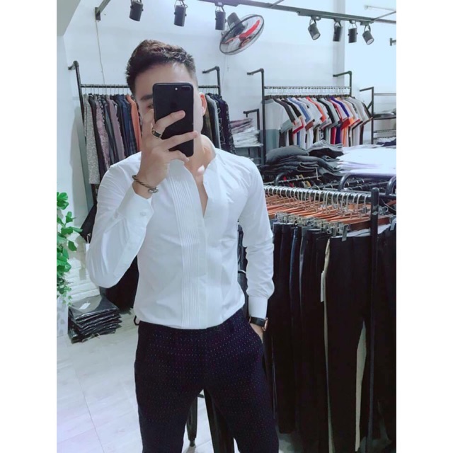 ÁO SƠ MI NAM TRẮNG XẾP LY CỰC NAM TÍNH | FORM CHUẨN cao cấp