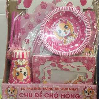 Sét trang trí sinh nhật CHÓ XANH để bàn cho bé