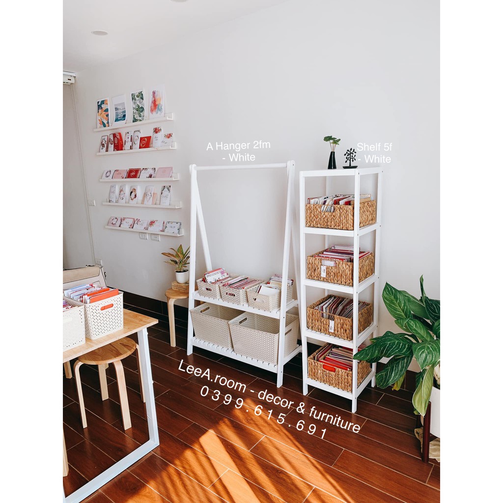 Combo Giá Treo Chữ A 2FM & Kệ Vuông 5 Tầng - Màu Trắng (Hàng Cao Cấp Loại 1) | BigBuy360 - bigbuy360.vn