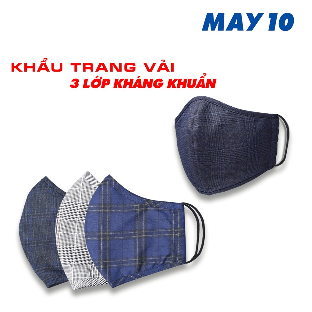 Combo 5 khẩu trang vải 3 lớp kháng khuẩn May 10 họa tiết trẻ trung, hiện đại