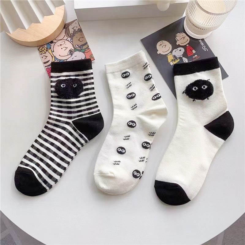 Tất vớ cổ cao nữ họa tiết hoạt hình dễ thương, set 3 đôi tất vớ nữ cực xinh - Sope Shop