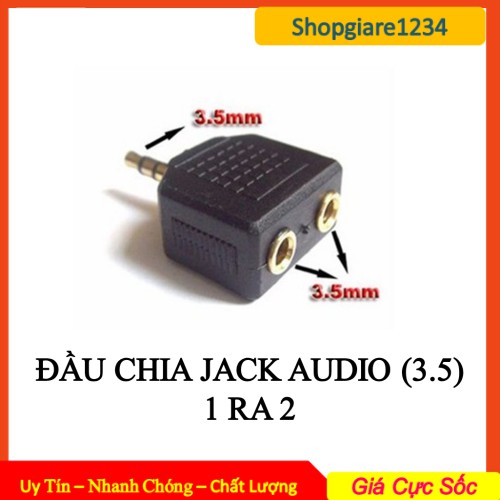 Đầu chia jack âm thanh 1 ra 2 cổng 3.5 mm