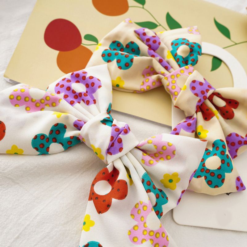 Kẹp Tóc Nơ Lớn In Họa Tiết Hoa Phong Cách Lolita Nhật Bản Cho Nữ