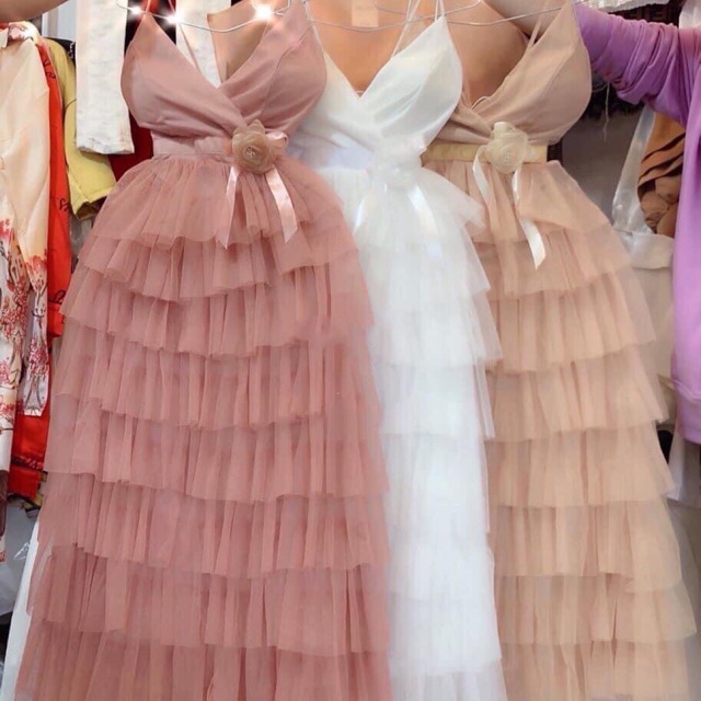 Đầm tầng hai dây công chúa có lót ngực cao cấp