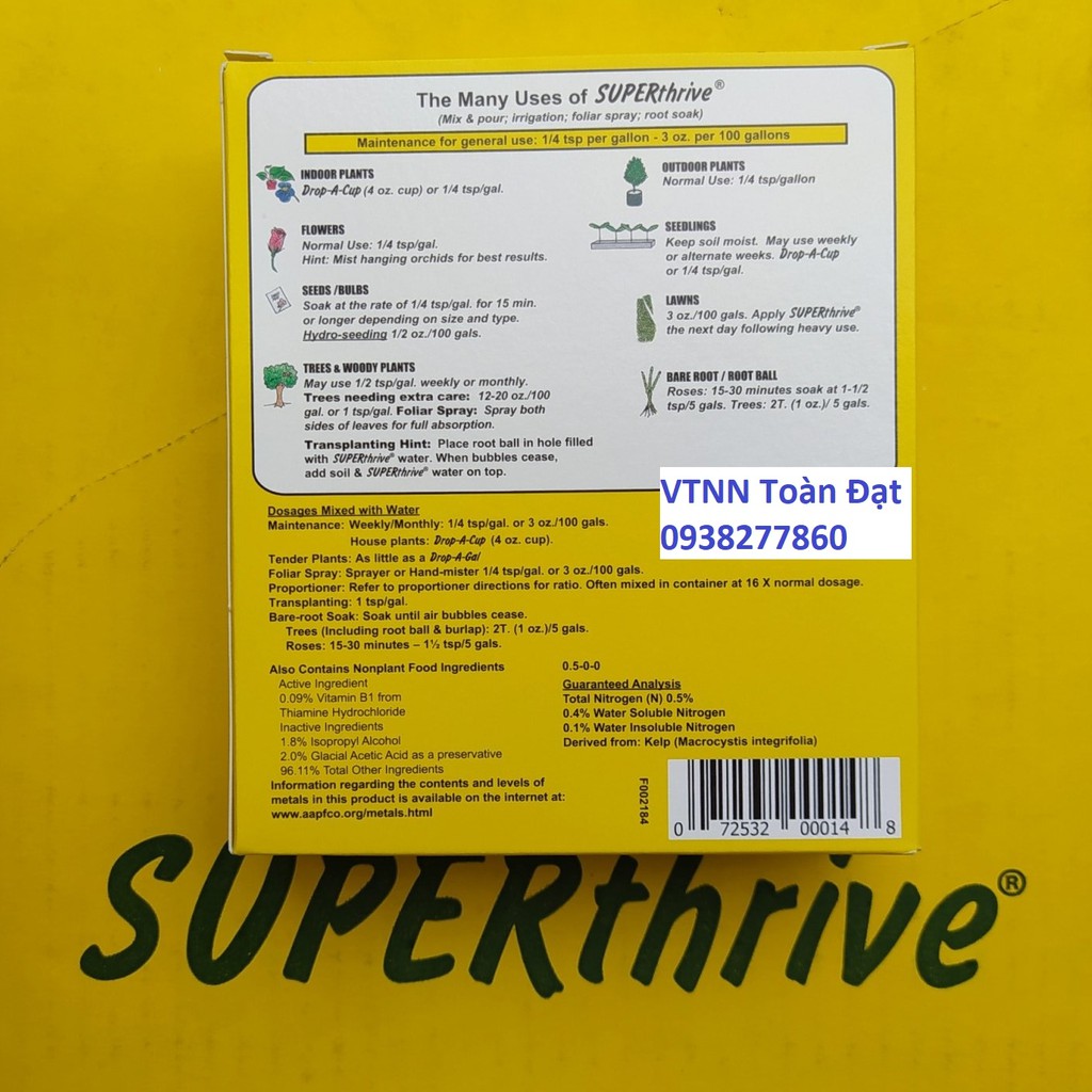 [Tặng Ống Rút Thuốc] Thuốc Super Thrive kích thích sinh trưởng cho Lan, phân bón lá SuperThrive