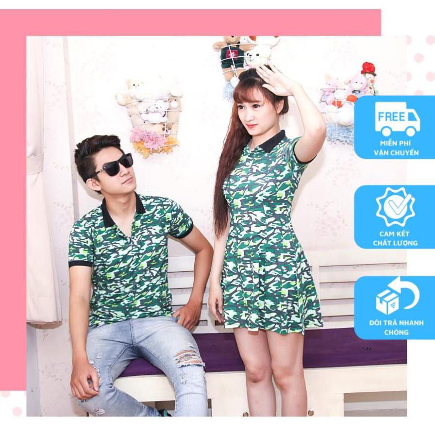 Đồ đôi nam nữ đẹp Set áo váy sơ mi Hàn Quốc dáng dài COUPLE STORE