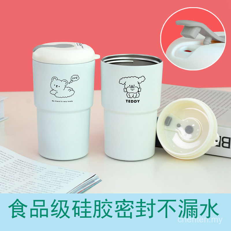 THERMOS Cốc Giữ Nhiệt Bằng Thép Không Gỉ In Họa Tiết Hoạt Hình Dễ Thương