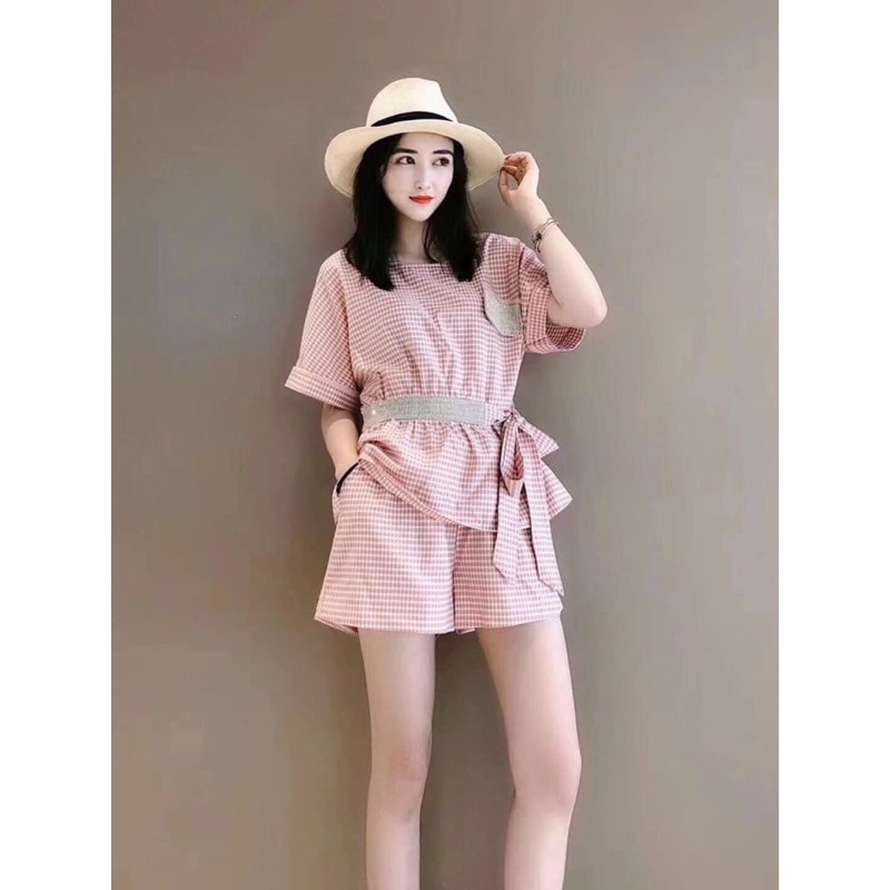 Set bộ caro hồng bigsize giật tag Quảng Châu cao cấp