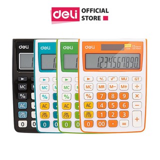 Máy tính kỹ thuật 12 số deli e1238 - đen, cam, xanh dương, xanh lá