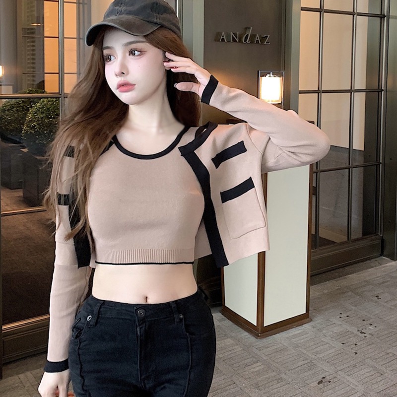 Áo khoác cardigan dài tay/Áo dây dệt kim thiết kế dáng rộng thoải mái