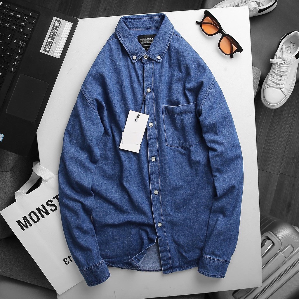 Áo Sơ Mi Denim Nam Vải Dày Mịn Co Giãn Xịn XÒ DNA | BigBuy360 - bigbuy360.vn