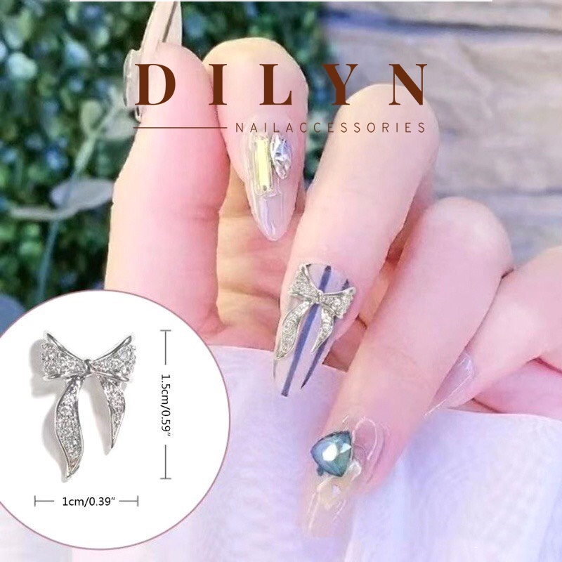 Phụ Kiện Nail - Charm Nơ Trang Trí Móng Trắng, Vàng