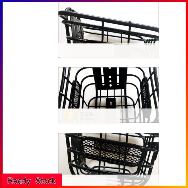 kl Children Cuboid Steel Wire Front Black Basket Bike Accessories Bicycle Mountain Bike