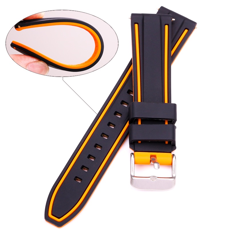 Vòng Tay Cao Su Silicon Mềm Chống Thấm Nước 20mm 22mm 24mm 26mm Thời Trang Cho Nam Và Nữ