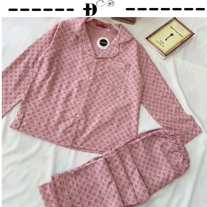Đồ ngủ nữ pijama họa tiết gấu chất nhung tuyết dày mịn -D004