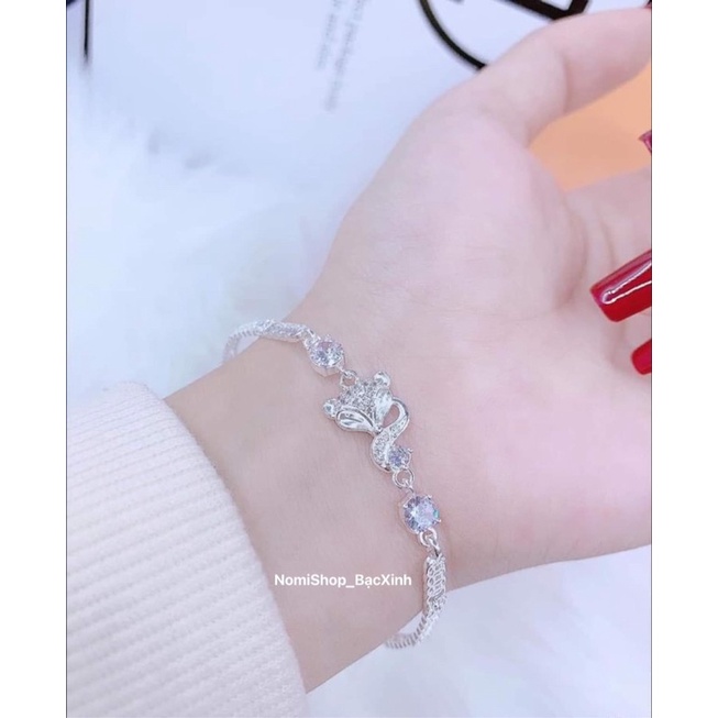 Lắc tay nữ bạc ta, hồ ly kim tiền tài lộc cuốn hút, nhẹ nhàng xinh xắn Mainomi Shop Bạc Xinh