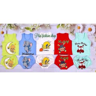 Set 5 bộ bé trai / bé gái cotton in hình thú