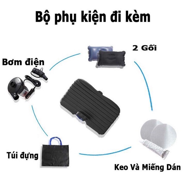 Đệm hơi ôtô  , đệm hơi dã ngoại cực sang trọng , tiện dụng ( tặng kèm bơm điện 2 chiều)