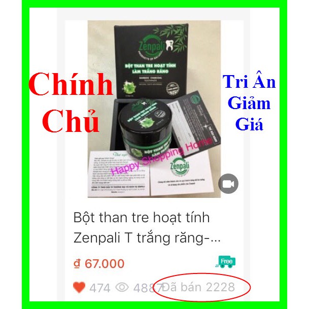 Bột than tre hoạt tính Zenpali trắng răng-[Hàng chuẩn Cty]