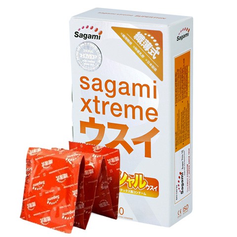 Bao cao su Sagami Super Thin siêu mỏng Nhật bản - Hộp 10 cái  - NinaGen - Cam kết che tên, kín đáo