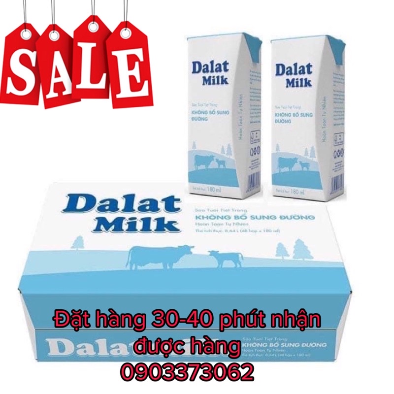 Sữa tiệt trùng dalatmilk không đường hộp 180ml