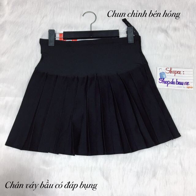 Chân váy bầu xếp li chất umi Hàn (có quần bên trong)