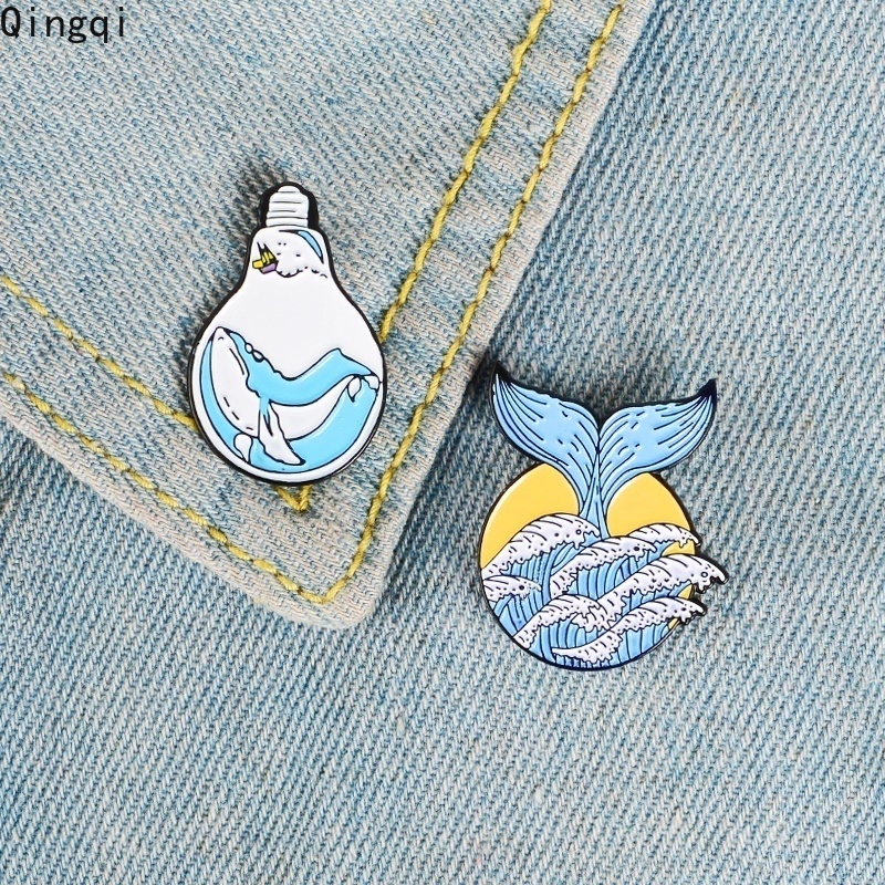 Huy hiệu cài áo Miss Zoe tráng men họa tiết đại dương xanh sóng biển dành cho người yêu thích hợp làm quà tặng