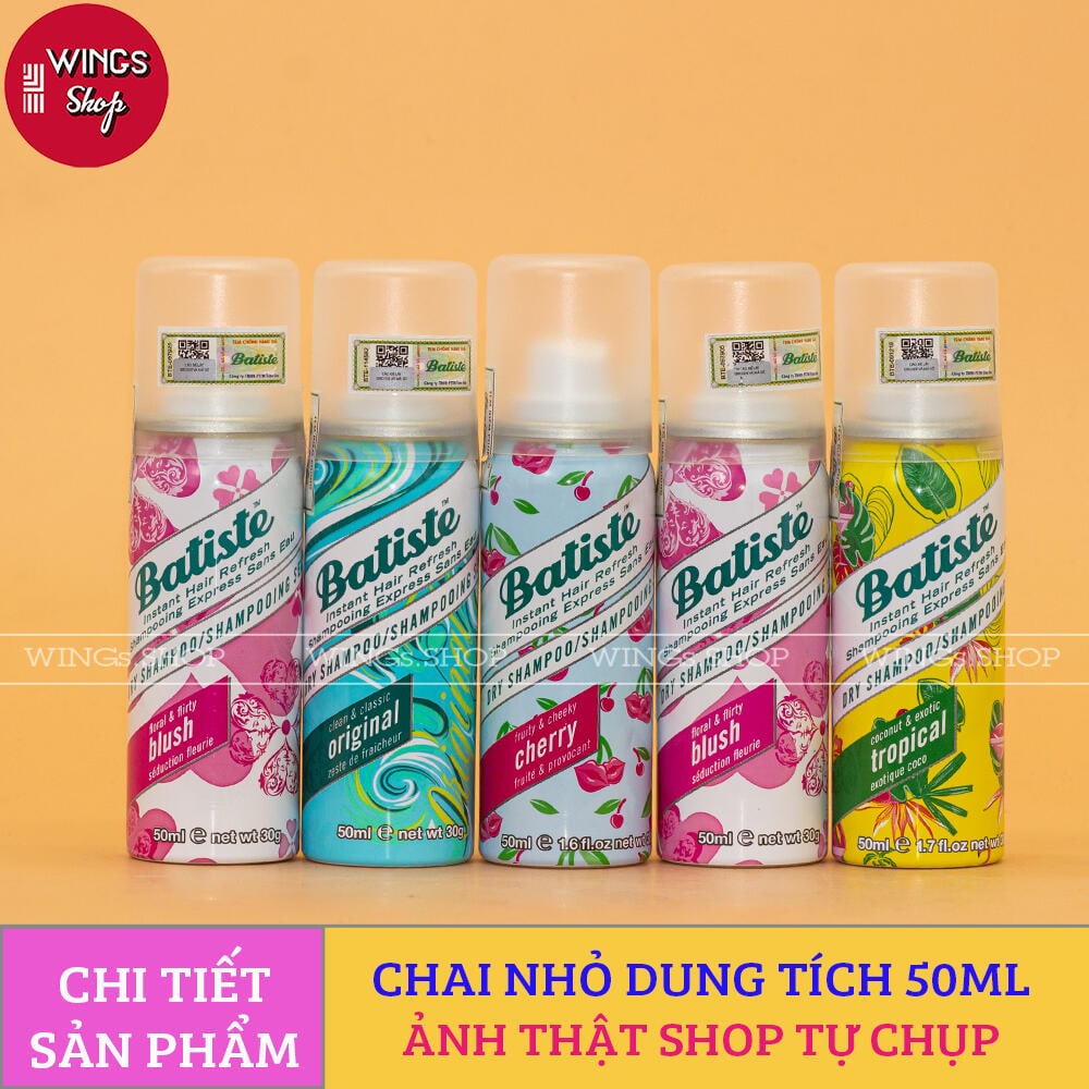 Dầu Gội Khô Batiste Dry Shampoo 50ml-200ml | Hết Ngứa, Hết Bết Dính Tóc, Bồng Bềnh Tức Thì | Hàng Chính Hãng