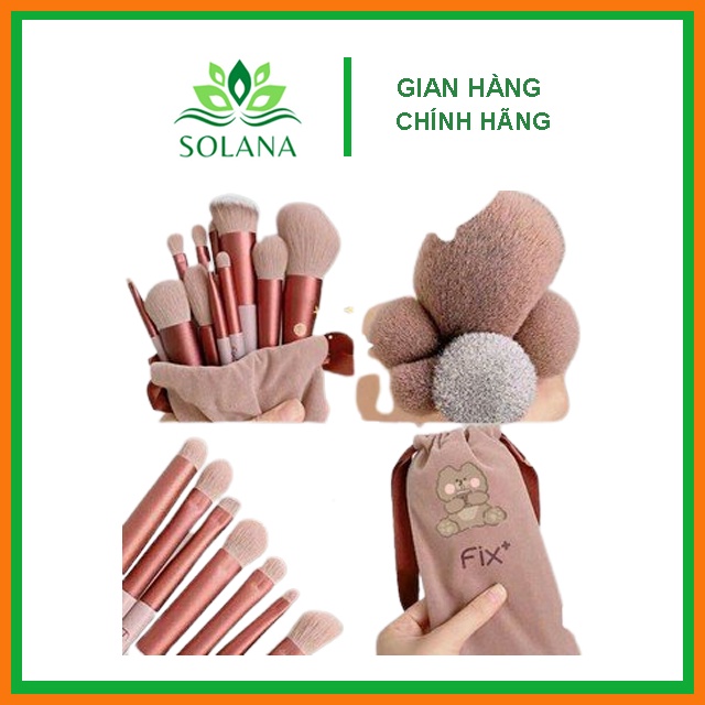 Cọ Trang Điểm Fix Hồng 13 Cây Vỡ Hộp Siêu Mềm Mại-  SOLANA