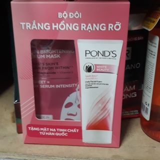 Rửa mặt Ponds  white beauty 50g tặng kèm mặt nạ tinh chất dưỡng sáng da Pond's