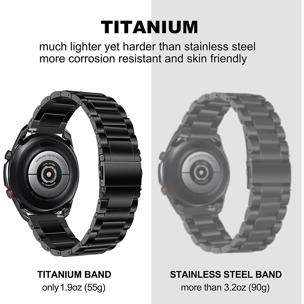 Dây đeo đồng hồ bằng kim loại titan 22mm cho Samsung Galaxy Watch 46Mm Gear S3 For Amazfit Bip Gtr