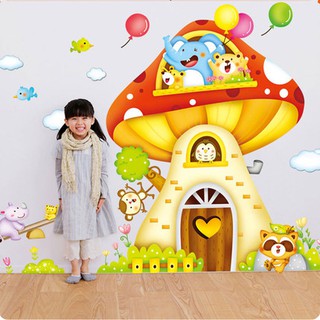 Decal dán tường ngôi nhà nấm