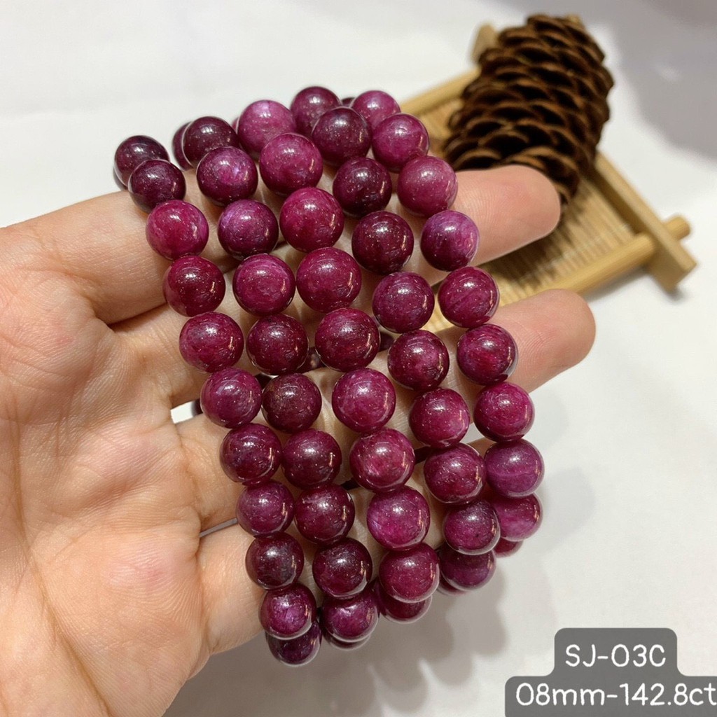 Vòng Tay RB Nam Phi Đỏ Đậm Đẹp Tuyệt Vời Size 8-10mm