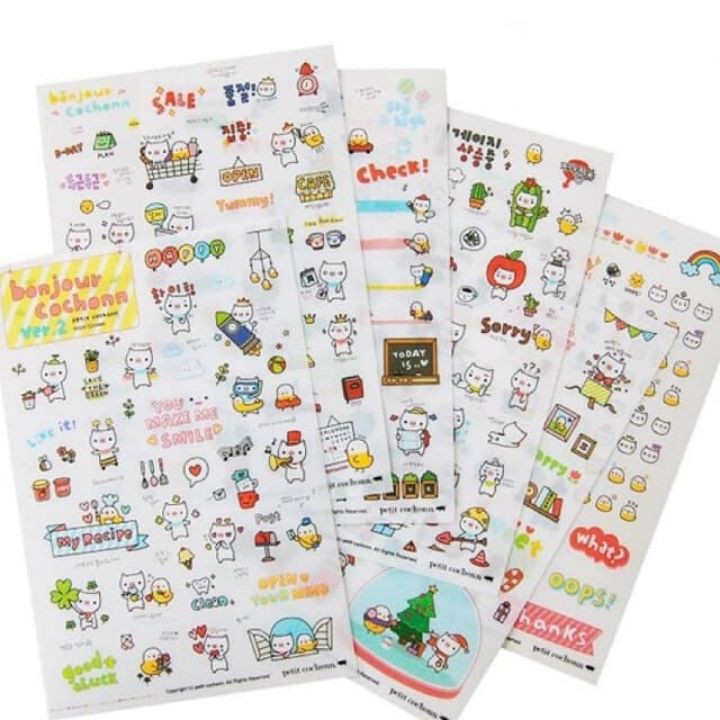 Combo 6 Miếng Dán Trang Trí Sticker Trang Trí Sticker Ngộ Nghĩnh Phong Cách Hàn Quốc Dễ Thương